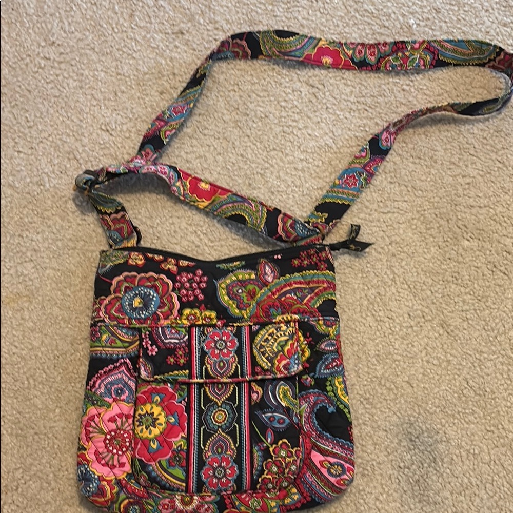Vera Bradley Black and Pink Crossbody Bag Quilted Cotton